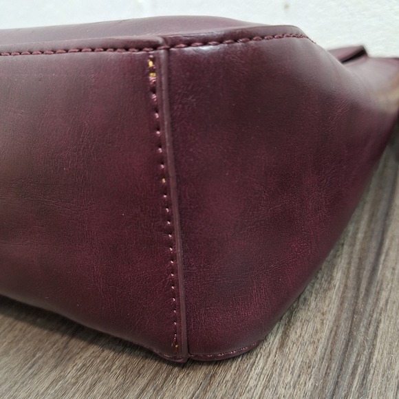 Joy Susan Burgundy Vegan Leather Crossbody Bag Faux Suede Flap Messenger Purse - Picture 14 of 15